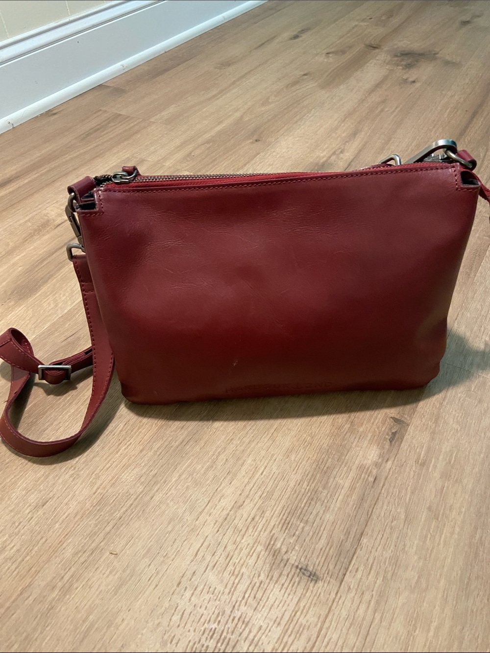 HARBOUR 2ND Burgundy Natural Leather Crossbody Bag Purse Rustic Boho